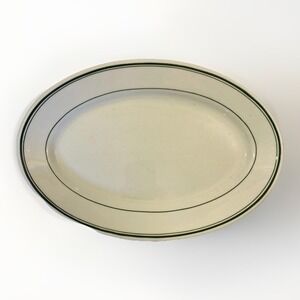 1948 Vintage Warwick China 12" Green Stripe Restaurant Stoneware Serving Platter